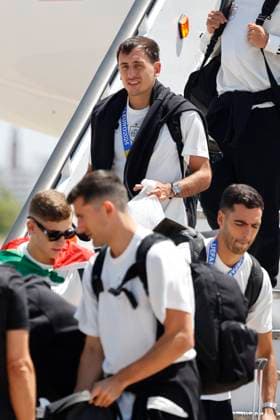 Euro 2024 Winner Spanish Team Arriving At Madrid Airport Oyarzabal on his arrival at the airport, July 15, 2024, in Madrid, Spain. Photo by Antonio Gutiérrez Europa Press ABACAPRESS.COM Madrid Spain  Copyright: xEuropaxPress ABACAx