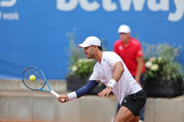 Tennis Herren ATP, Tennis Herren Tennis Herren Tour 500 European Open Hamburg, Hamburg Open ATP 500 2024 , 16.07.2024, Nick Hardt (DOM) schlägt eine Vorhand Copyright: FernandoxSoares