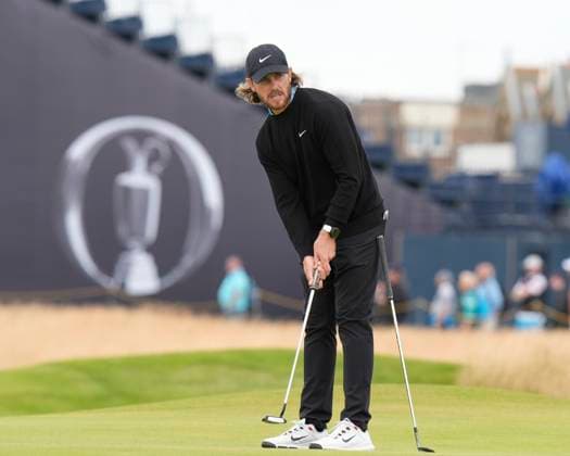 15th July 2024; Royal Troon Golf Club, Troon, South Ayrshire, Scotland; The Open Championship Practice Day; Tommy Fleetwood putts on the first green  ActionPlus12668623 StevenxFlynn