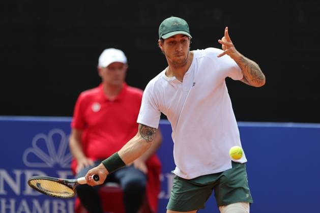 Tennis Herren ATP, Tennis Herren Tennis Herren Tour 500 European Open Hamburg, Hamburg Open ATP 500 2024 , 16.07.2024, Felipe Meligeni Alves (BRA) schlägt eine Vorhand Copyright: FernandoxSoares