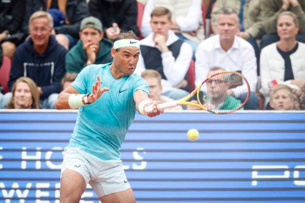 BASTAD, SVERIGE 20240716 Rafael Nadal, Spanien,, möter Leo Borg, Sverige, under första omgangen i herrarnas singel i Nordea Open i Bastad pa tisdagen. BASTAD SVERIGE x9200x