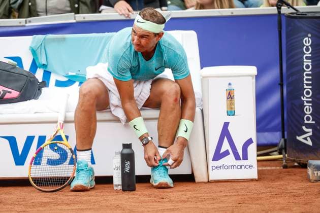 BASTAD, SVERIGE 20240716 Rafael Nadal, Spanien,, möter Leo Borg, Sverige, under första omgangen i herrarnas singel i Nordea Open i Bastad pa tisdagen. BASTAD SVERIGE x9200x