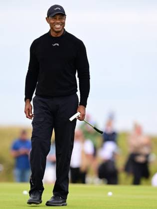 Tiger Woods laughs on the 13th green The British Open Championship, Practice, Golf, Royal Troon, Troon, UK - 17 July 2024  Copyright: xGreigxCowie Shutterstockx 14587992f