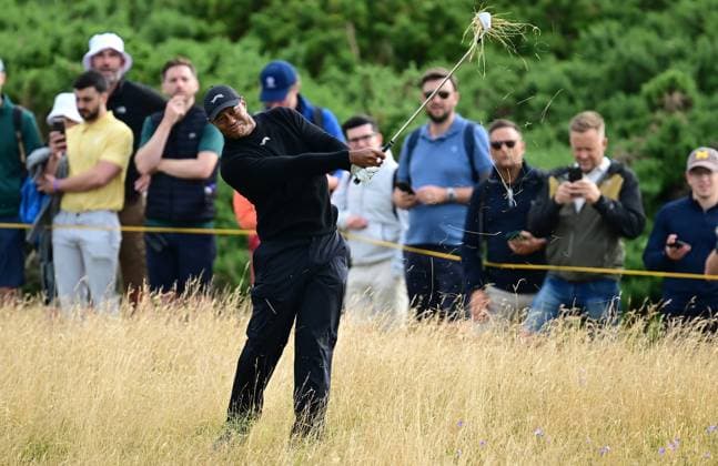 Tiger Woods in the rough on the 12th fairway The British Open Championship, Practice, Golf, Royal Troon, Troon, UK - 17 July 2024  Copyright: xGreigxCowie Shutterstockx 14587992ac