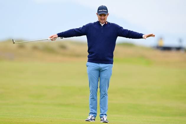 Justin Rose on the 2nd green The British Open Championship, Practice, Golf, Royal Troon, Troon, UK - 17 July 2024  Copyright: xGreigxCowie Shutterstockx 14587992aq
