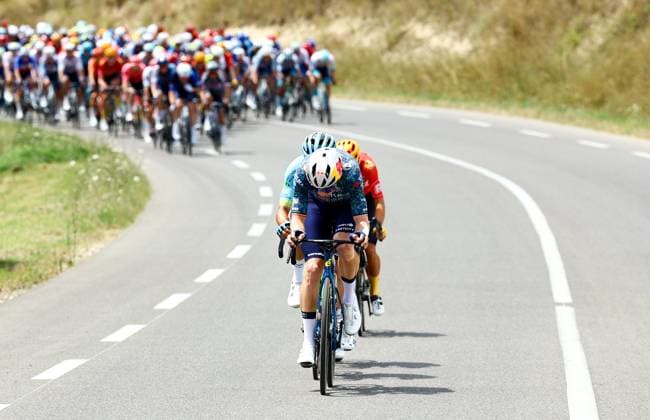 Belgian Wout van Aert of Team Visma-Lease a Bike pictured in action during stage 17 of the 2024 Tour de France cycling race, from Saint-Paul-Trois-ChÃ¢teaux to Superdevoluy (177,8 km), in France, on Wednesday 17 July 2024. The 111th edition of the Tour de France starts on Saturday 29 June and will finish in Nice, France on 21 July. DAVIDxPINTENS  x96578947x