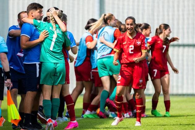 Milica Gakovic of Serbia Serbia U19 v England U19, UEFA Women s U19 Championships, Group a, Football, Marijampoleje Football Stadium, Marijampole, Lithuania - 17 Jul 2024 Editorial use only  Copyright: xNikoaxKrstic Shutterstockx 14587245bm