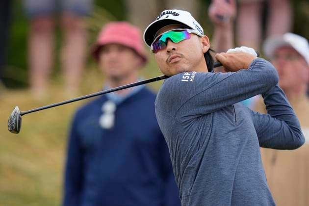 17th July 2024; Royal Troon Golf Club, Troon, South Ayrshire, Scotland; The Open Championship Practice Day 3; Min Woo Lee plays from the 10th tee  ActionPlus12669062 StevenxFlynn