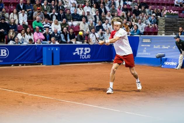 240717 Andrey Rublev of Russia and during day 3 of the Nordea Open on July 17, 2024 in Bastad. Photo: Niclas Jönsson BILDBYRAN COP 273 NO0287 tennis ATP, Tennis Herren 250 nordea open bbeng Copyright: NICLASxJÖNSSON BB240717NO077