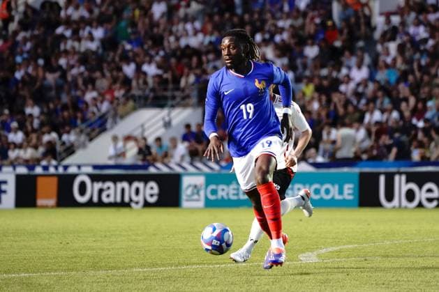 Fußball, Länderspiel, Olympiaauswahl, Frankreich - Japan Manu Koné (19 - France) FOOTBALL : France vs Japon - Match amical de préparation aux JO Paris 2024 - Toulon - 17 07 2024 NorbertScanella Panoramic 