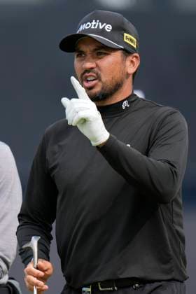 17th July 2024; Royal Troon Golf Club, Troon, South Ayrshire, Scotland; The Open Championship Practice Day 3; Jason Day gestures on the 18th green  ActionPlus12669259 StevenxFlynn