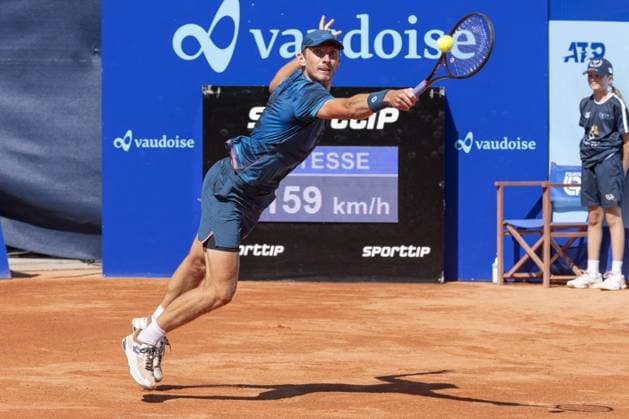 International Tennis match - EFG Swiss Open Gstaad Gstaad Switzerland, 07 18 2024: Lukas Klein (SVK) in action during EFG Swiss Open. during EFG Swiss Open Gstaad, International Tennis match in Gstaad, Switzerland, July 18 2024 Gstaad Switzerland  Copyright: xIPAxSport ABACAx