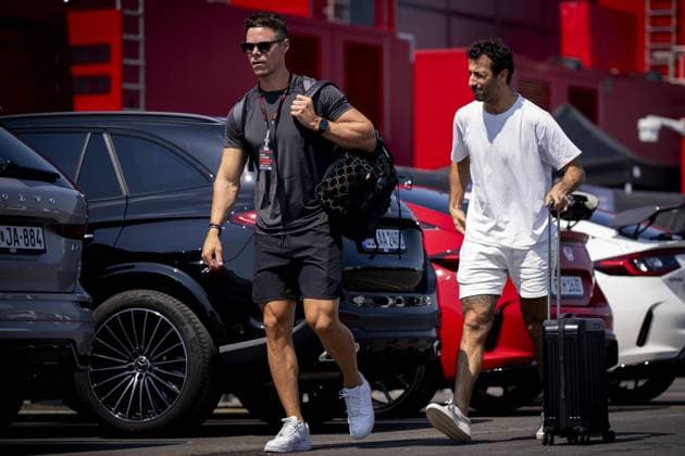 BUDAPEST - Daniel Ricciardo (RB) arrives at the Hungaroring Circuit in the run-up to the Hungarian Grand Prix. ANP SANDER KONING xVIxANPxSportx xxANPxIVx 503710485 originalFilename: 503710485.jpg