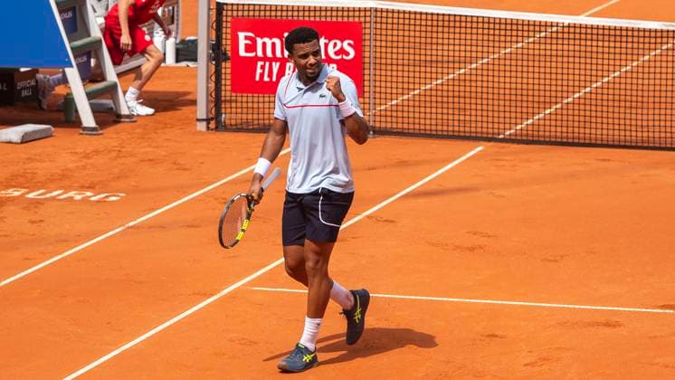 18.07.2024, ATP, Tennis Herren 500, Tennis, Herren, Hamburg Open, Hamburg, Achtelfinale, Arthur Fils (Frankreich) - Laslo Djere (Serbien) Arthur Fils (Frankreich) jubelt. Hamburg Tennis-Stadion Am Rothenbaum Hamburg Deutschland