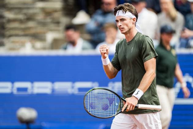 240718 Timofey Skatov of Kazakhstan celebrates during day 4 of the Nordea Open on July 18, 2024 in Bastad. Photo: Niclas Jönsson BILDBYRAN COP 273 NO0288 tennis ATP, Tennis Herren 250 nordea open bbeng jubel Copyright: NICLASxJÖNSSON BB240718NO010