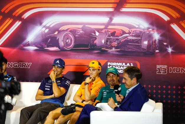 23 Alexander Albon (THA, Williams Racing), 81 Oscar Piastri (AUS, McLaren Formula 1 Team), 14 Fernando Alonso (ESP, Aston Martin Aramco F1 Team), F1 Grand Prix of Hungary at Hungaroring on July 18, 2024 in Budapest, Hungary. (Photo by HOCH ZWEI) Budapest Hungary