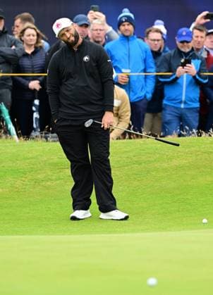 Jon Rahm looks dejected on the 14th Green The British Open Championship, Day One, Golf, Royal Troon, Troon, UK - 18 July 2024  Copyright: xGreigxCowie Shutterstockx 14587994bd