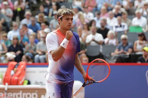 Tennis Herren ATP, Tennis Herren Tennis Herren Tour 500 European Open Hamburg, Hamburg Open ATP 500 2024 , 18.07.2024 , Flavio Cobolli ITA freut sich über den gewonnen Punkt Copyright: FernandoxSoares