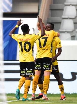 Fußball, EL Quali, Paphos FC - IF Elfsborg 240718 Timothy Noor Ouma of Elfsborg celebrates the 0-1 goal during the UEFA Europa League qualification match between Pafos and Elfsborg on July 18, 2024 in Limassol. Photo: Alex Nicodim BILDBYRAN COP 282 AN0007 fotboll football soccer fotball uefa europa league pafos elfsborg bbeng jubel Copyright: ALEXxNICODIM BB240718BB627