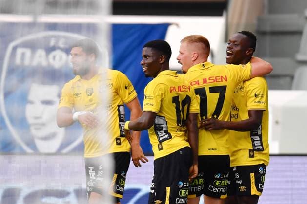 Fußball, EL Quali, Paphos FC - IF Elfsborg 240718 Timothy Noor Ouma of Elfsborg celebrates the 0-1 goal during the UEFA Europa League qualification match between Pafos and Elfsborg on July 18, 2024 in Limassol. Photo: Alex Nicodim BILDBYRAN COP 282 AN0007 fotboll football soccer fotball uefa europa league pafos elfsborg bbeng jubel Copyright: ALEXxNICODIM BB240718BB629
