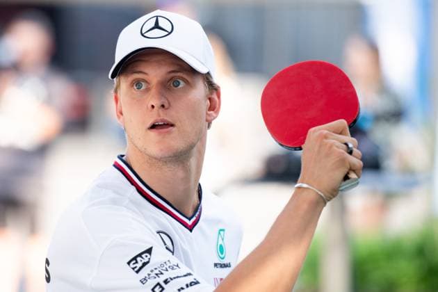 Mick Schumacher (Mercedes AMG Petronas Formula One Team, Test- und Ersatzfahrer) beim Tischtennis, HUN, Formel 1 Weltmeisterschaft, Grand Prix von Ungarn, Hungaroring, Media Day, 18.07.2024 HUN, Formel 1 Weltmeisterschaft, Grand Prix von Ungarn, Hungaroring, Media Day, 18.07.2024 Mogyorod Copyright: xEibner-Pressefoto Memmlerx EP_MMR
