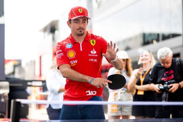 Charles Leclerc (Scuderia Ferrari HP, Monaco, 16) beim Tischtennis, HUN, Formel 1 Weltmeisterschaft, Grand Prix von Ungarn, Hungaroring, Media Day, 18.07.2024 HUN, Formel 1 Weltmeisterschaft, Grand Prix von Ungarn, Hungaroring, Media Day, 18.07.2024 Mogyorod Copyright: xEibner-Pressefoto Memmlerx EP_MMR