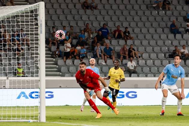 240718 Jalal Abdullai of Elfsborg scores the 2-4 goal during the UEFA Europa League qualification match between Pafos and Elfsborg on July 18, 2024 in Limassol. Photo: Alex Nicodim BILDBYRAN COP 282 AN0007 fotboll football soccer fotball uefa europa league pafos elfsborg bbeng jubel Copyright: ALEXxNICODIM BB240718BB721