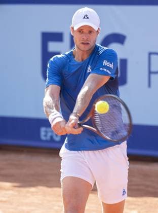 Gstaad Switzerland, 07 18 2024: Yannick Hanfmann (GER) in action during EFG Swiss Open. during EFG Swiss Open Gstaad, International Tennis match in Gstaad, Switzerland, July 18 2024  Copyright: xPatrickxDancel IPAxSportx xipa-ax xx IPA_48096621 IPA_Agency_IPA48096621