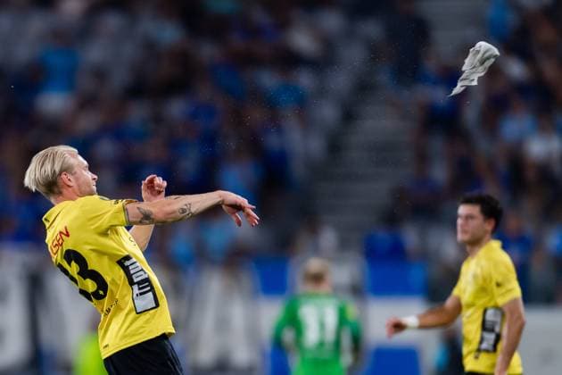 240718 Johan Larsson of Elfsborg during the UEFA Europa League qualification match between Pafos and Elfsborg on July 18, 2024 in Limassol. Photo: Alex Nicodim BILDBYRAN COP 282 AN0007 fotboll football soccer fotball uefa europa league pafos elfsborg bbeng Copyright: ALEXxNICODIM BB240718BB750