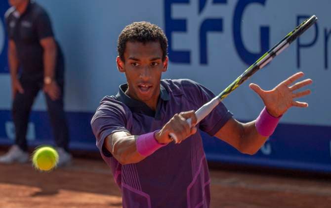July 18, 2024, Gstaad, Bern, Switzerland: Gstaad Switzerland, 07 18 2024: FELIX AUGER-ALIASSIME of Canada during 8th finals of EFG Swiss Open Gstaad ATP, Tennis Herren 250, EFG Swiss Open Gstaad-ATP 250 took place at Roy Emerson Arena in Gstaad, which is located in the famous ski resort of Gstaad and which is located in the Bernese Oberland..FELIX AUGER-ALIASSIME won 7-6, 6-2. Gstaad Switzerland - ZUMAd206 20240718_zip_d206_042 Copyright: xEricxDubostx