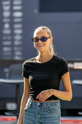 MOGYOROD, HUNGARY: Laila Hasonovic, Mick Schumacher s Girlfriend, at the 2024 Formula 1 Hungarian Grand Prix at the Hungaroring in Mogyorod, Hungary.