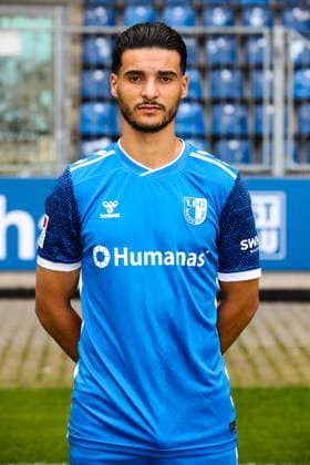 Mohammed El Hankouri, 1. FC Magdeburg - 2. Fussball Bundesliga Porträttermin 2. BL 2024 2025 offizieller Fototermin 1. FC Magdeburg in der Avnet Arena in Magdeburg - Porträt, Portrait, Einzelbild, Deutschland, Fussball, Maenner, GER, 18.07.2024