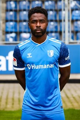 Daniel Heber, 1. FC Magdeburg - 2. Fussball Bundesliga Porträttermin 2. BL 2024 2025 offizieller Fototermin 1. FC Magdeburg in der Avnet Arena in Magdeburg - Porträt, Portrait, Einzelbild, Deutschland, Fussball, Maenner, GER, 18.07.2024