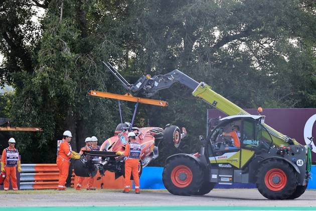 19.07.2024, Hungaroring, Budapest, FORMULA 1 HUNGARIAN GRAND PRIX 2024 , im Bild Unfall von Charles Leclerc (MCO), Scuderia Ferrari HP Defodi-506_20240719_hbr_4562