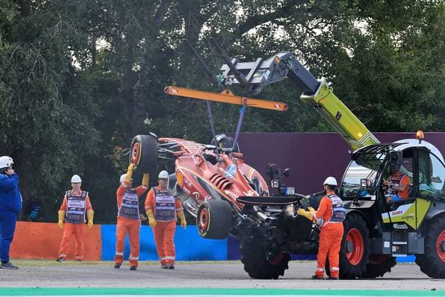 FORMULA 1 HUNGARIAN GRAND PRIX 2024 19.07.2024, Hungaroring, Budapest, FORMULA 1 HUNGARIAN GRAND PRIX 2024 , im Bild Unfall von Charles Leclerc (MCO), Scuderia Ferrari HP