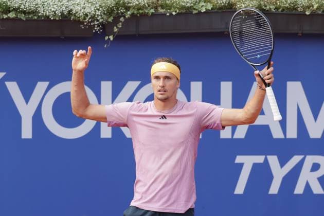 Tennis Herren ATP, Tennis Herren Tennis Herren Tour 500 European Open Hamburg, Hamburg Open ATP 500 2024 , 19.07.2024 , Alexander Zverev GER freut sich über den erste Satz Gewinn Copyright: FernandoxSoares