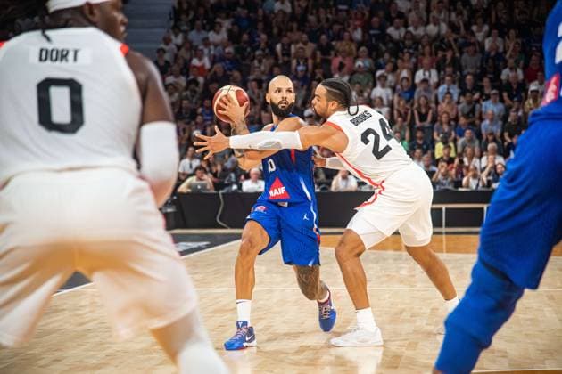 Evan Fournier (France) BASKET : France x Canada - Match de preparation JO - 19 07 2024 BaptisteAutissier Panoramic 