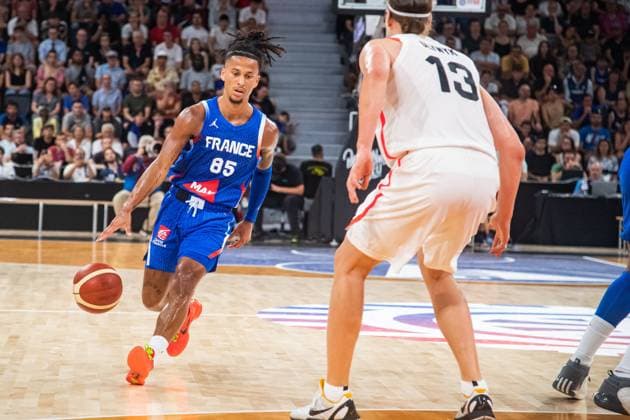 Matthew Strazel (France) BASKET : France x Canada - Match de preparation JO - 19 07 2024 BaptisteAutissier Panoramic 
