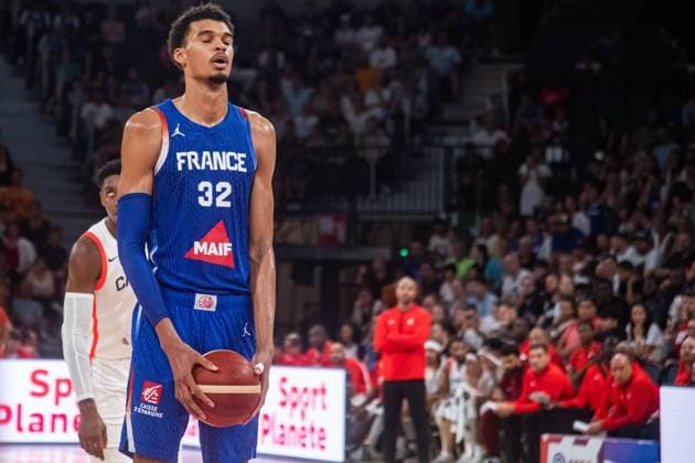 Victor Wembanyama (France) BASKET : France x Canada - Match de preparation JO - 19 07 2024 BaptisteAutissier Panoramic 