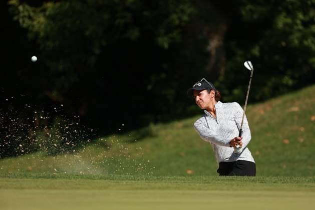 DANA Open SYLVANIA, OHIO - JULY 19: Paula Reto of South Africa hits out of the bunker on the 16th green during Day Two of the Dana Open golf tournament at Highland Meadows Golf Club in Sylvania, Ohio USA, on Friday, July 19, 2024. Sylvania Ohio United States  Copyright: xJorgexLemusx originalFilename:lemus-danaopen240719_npy7X.jpg