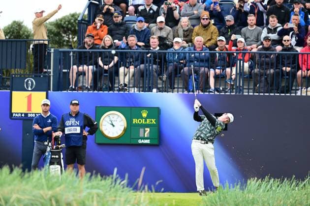 Robert MacIntyre on the 1st Tee The British Open Championship, Day Three, Golf, Royal Troon, Troon, UK - 20 July 2024  Copyright: xGreigxCowie Shutterstockx 14587997h