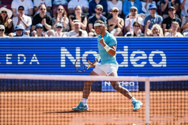 240720 Rafael Nadal of Spain celebrates during day 6 of the Nordea Open on July 20, 2024 in Bastad. Photo: Niclas Jönsson BILDBYRAN COP 273 NO0290 tennis ATP, Tennis Herren 250 nordea open bbeng jubel Copyright: NICLASxJÖNSSON BB240720NO014