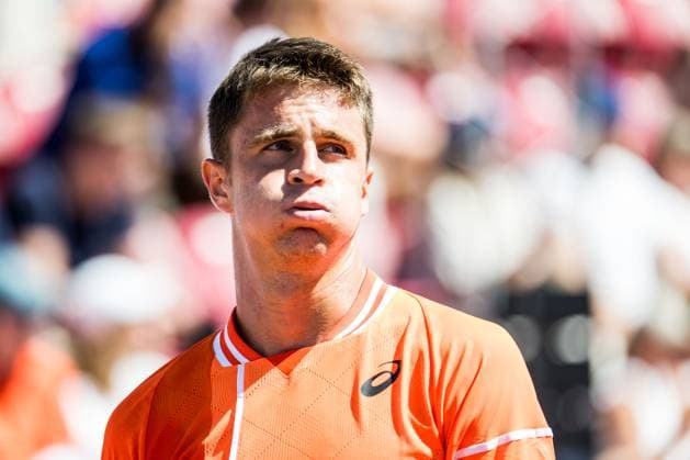 240720 Duje Ajdukovic of Croatia looks dejected during day 6 of the Nordea Open on July 20, 2024 in Bastad. Photo: Niclas Jönsson BILDBYRAN COP 273 NO0290 tennis ATP, Tennis Herren 250 nordea open bbeng depp Copyright: NICLASxJÖNSSON BB240720NO015