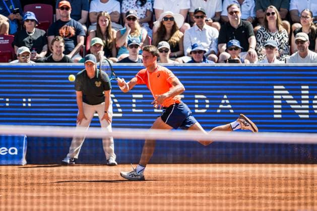 240720 Duje Ajdukovic of Croatia during day 6 of the Nordea Open on July 20, 2024 in Bastad. Photo: Niclas Jönsson BILDBYRAN COP 273 NO0290 tennis ATP, Tennis Herren 250 nordea open bbeng Copyright: NICLASxJÖNSSON BB240720NO032