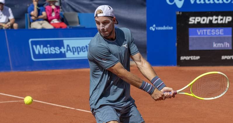 EFG Swiss Open - Quentin Halys v Jan-Lennard Struff Jan-Lennard Struff (GER) in semi final against Quentin Halys (FRA) during EFG Swiss Open. during EFG Swiss Open Gstaad, International Tennis match in Gstaad, Switzerland, on July 20, 2024. Photo by Patrick Dancel IPA ABACAPRESS.COM Gstaad Switzerland  Copyright: xIPA ABACAx