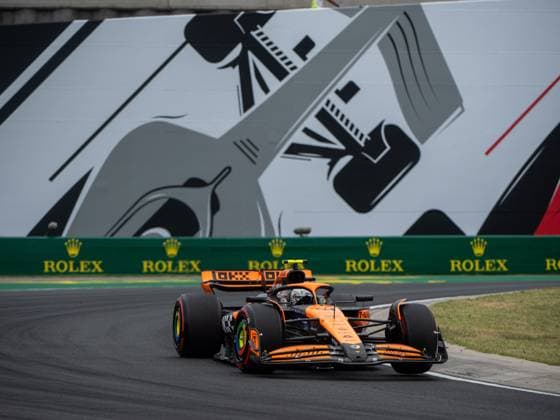 Lando Norris (McLaren Formula 1 Team, Großbritannien, 04) im McLaren MCL38 vor dem Gemaelde eines silbernen Formel 1 - Auto und Rolex Branding, HUN, Formel 1 Weltmeisterschaft, Grand Prix von Ungarn, Hungaroring, Freies Training, 20.07.2024 HUN, Formel 1 Weltmeisterschaft, Grand Prix von Ungarn, Hungaroring, Freies Training, 20.07.2024 Mogyorod Copyright: xEibner-Pressefoto Memmlerx EP_MMR