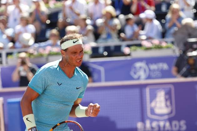 BASTAD, SVERIGE 20240720 Spaniens Rafael Nadal under lördagens semifinal i herrarnas singel mot Kroatiens Duje AjdukoviÄ‡ i Nordea Open i Bastad. BASTAD SVERIGE x9200x