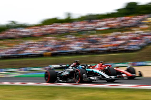 63 George Russell (GBR, Mercedes-AMG Petronas F1 Team), 16 Charles Leclerc (MCO, Scuderia Ferrari HP), F1 Grand Prix of Hungary at Hungaroring on July 20, 2024 in Budapest, Hungary. (Photo by HOCH ZWEI) Budapest Hungary