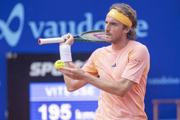 Gstaad Switzerland, 07 20 2024: Stefanos Tsitsipas (GRE) in semi final against Matteo Berrettini (ITA) during EFG Swiss Open. during EFG Swiss Open Gstaad, International Tennis match in Gstaad, Switzerland, July 20 2024  Copyright: xPatrickxDancel IPAxSportx xipa-ax xx IPA_48136388 IPA_Agency_IPA48136388