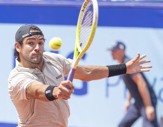 Gstaad: Gstaad Switzerland, 07 20 2024: Matteo Berrettini (ITA) in semi final against Stefanos Tsitsipas (GRE) during EFG Swiss Open. during EFG Swiss Open Gstaad, International Tennis match in Gstaad, Switzerland, July 20 2024 International Tennis match - EFG Swiss Open Gstaad  - ZUMAp169 20240720_zsa_p169_101 Copyright: xPatrickxDancel IPAxSportx